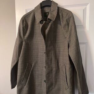 J. Crew Black and Tan Houndstooth Trench Coat